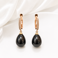 Black Teardrop Drop Earrings