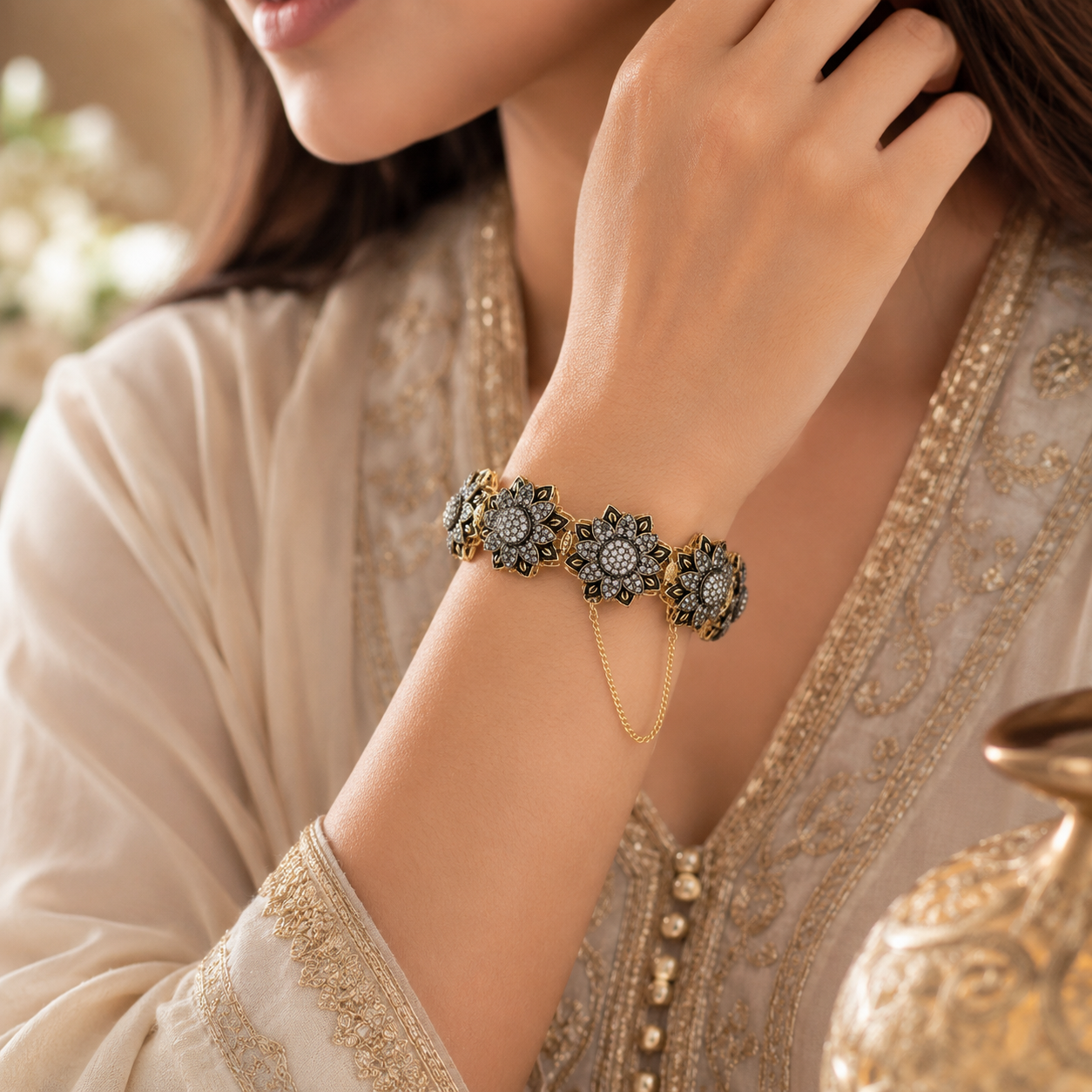 Vintage Floral Statement Bracelet