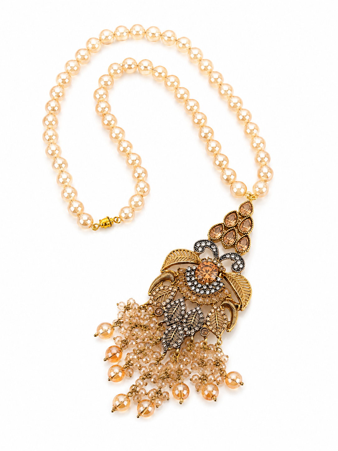 Champagne Crystal Statement Mala Necklace