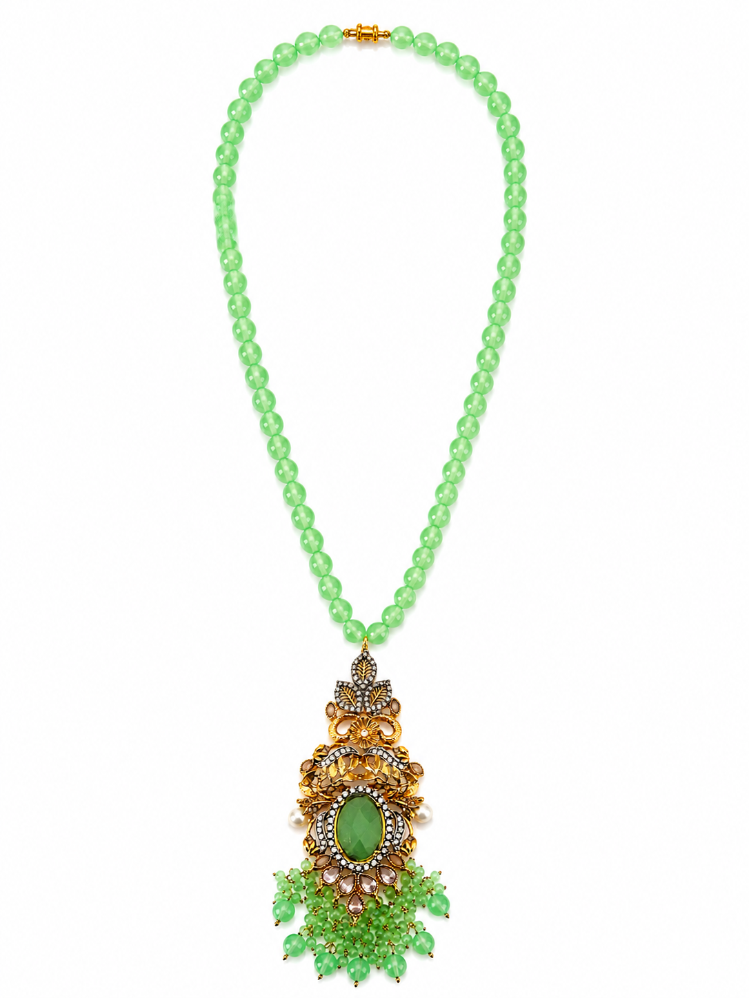 Emerald Green Beaded Statement Mala