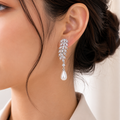 Elegant Leaf Pearl Drop Earrings