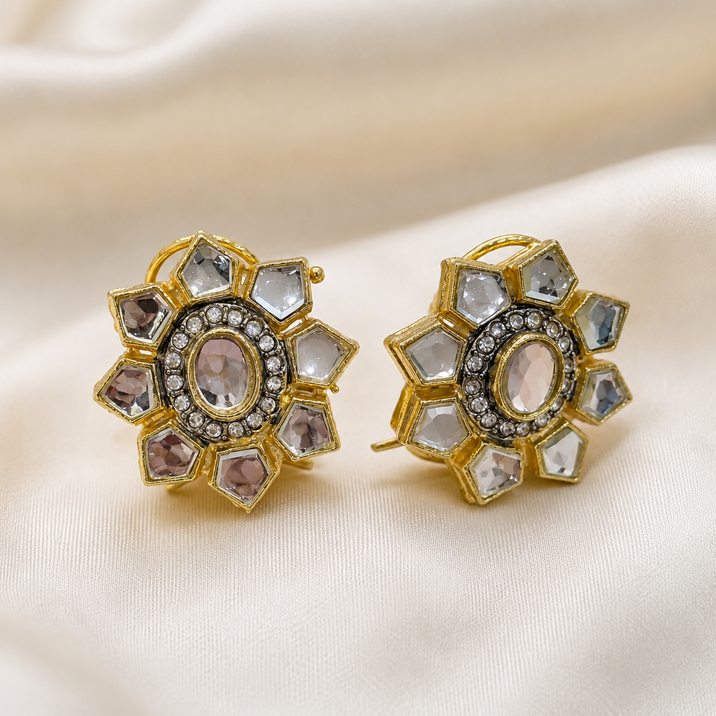 Kundan Floral Studs