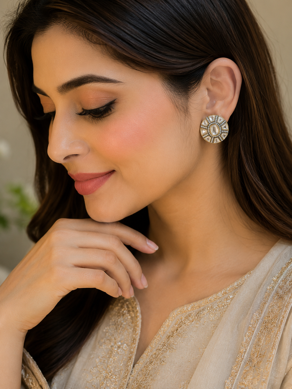 Kundan Mirror Studs