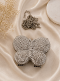 Silver Butterfly Crystal Clutch