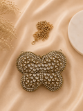 Golden Butterfly Kundan Clutch