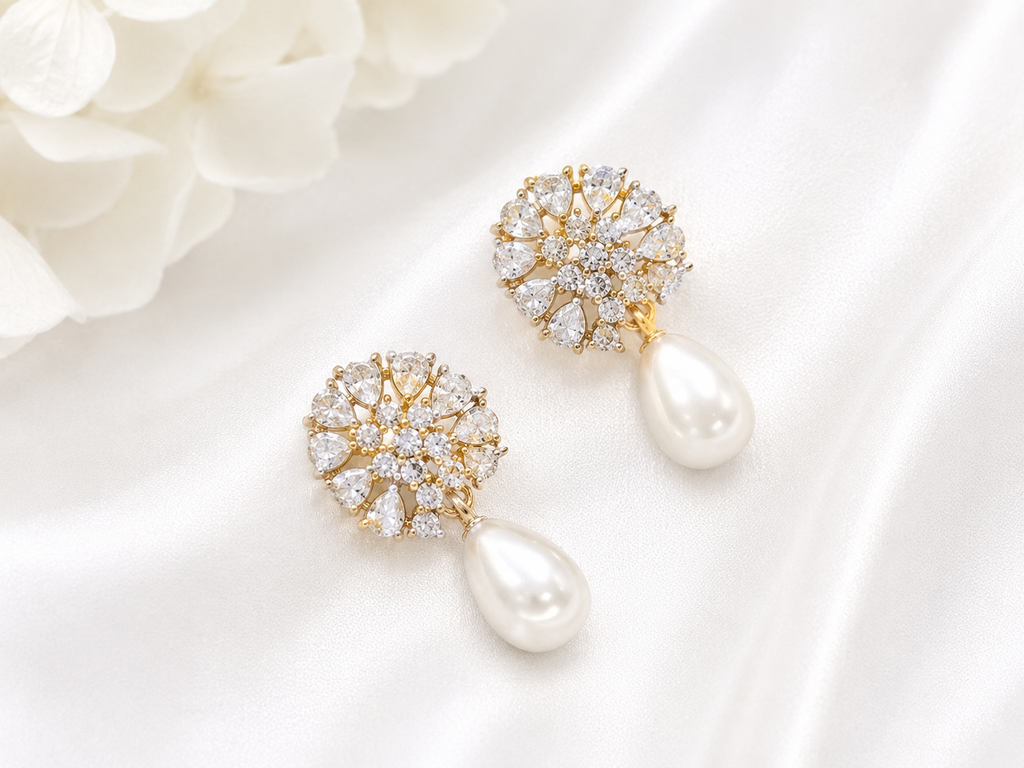 Luxury Crystal Pearl Drop Earrings