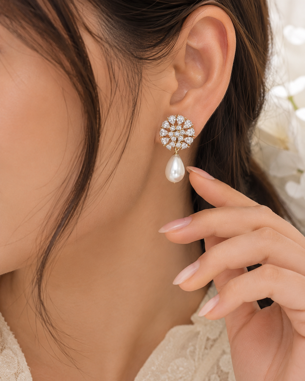 Luxury Crystal Pearl Drop Earrings