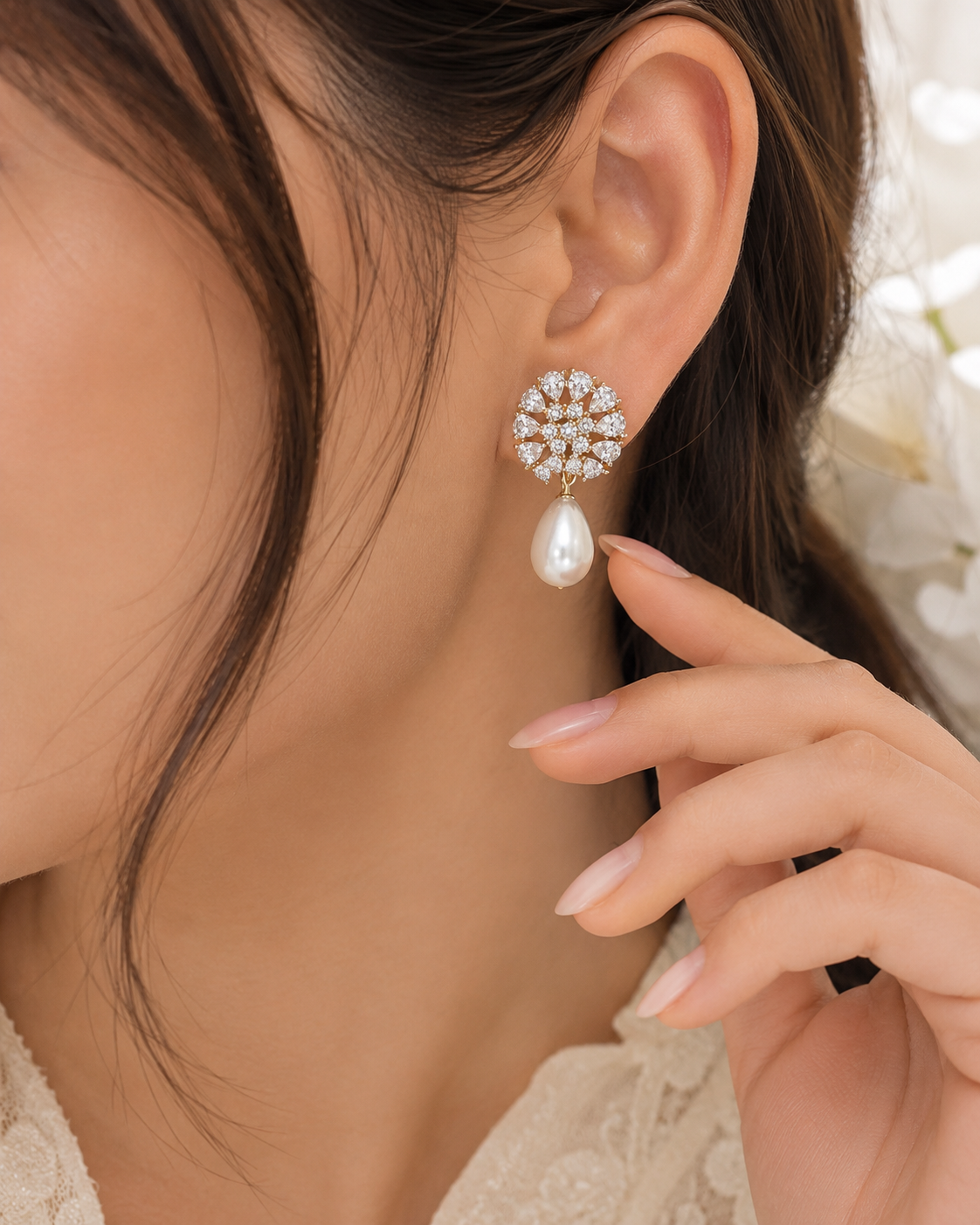 Luxury Crystal Pearl Drop Earrings