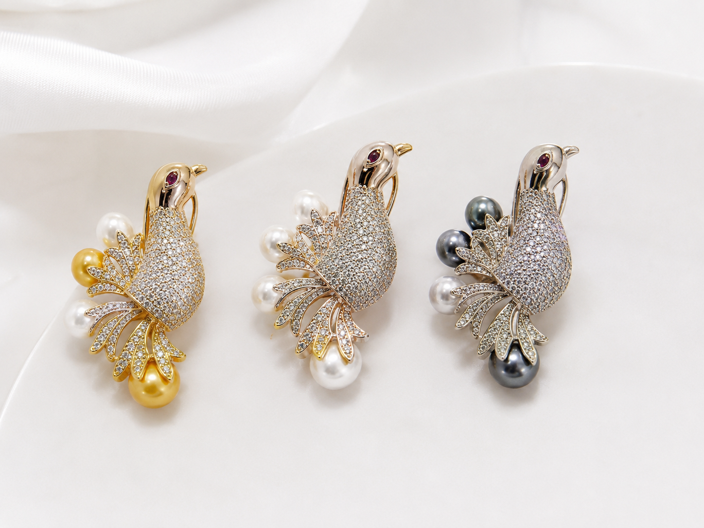 Luxury Peacock Crystal Pearl Earrings