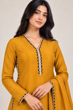 Custom Mustard Chatta Patti Lace Outfit – Your Colour, Your Fabric