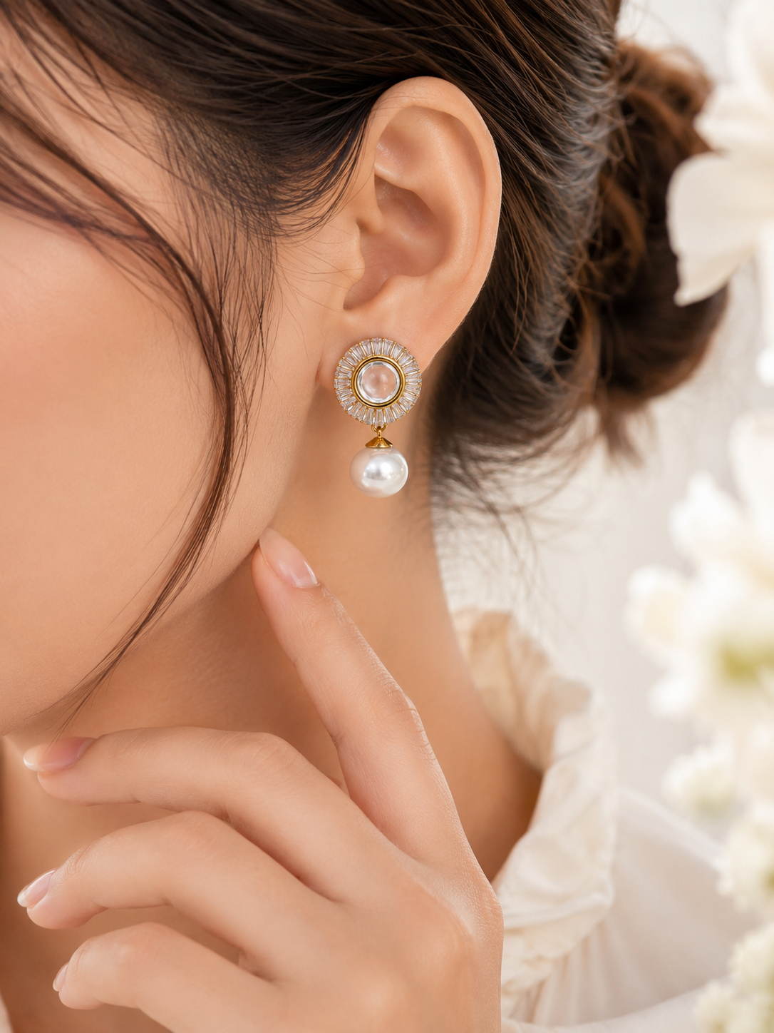 Radiant Pearl Drop Stud Earrings