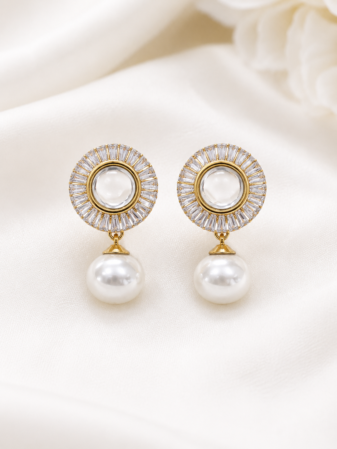Radiant Pearl Drop Stud Earrings