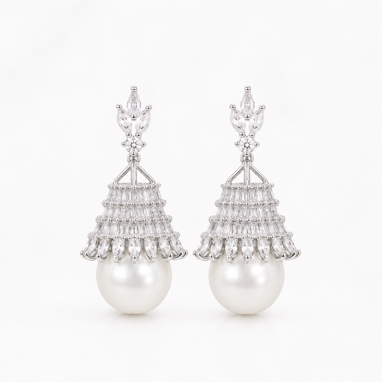 Sparkling Pearl Drop Earrings