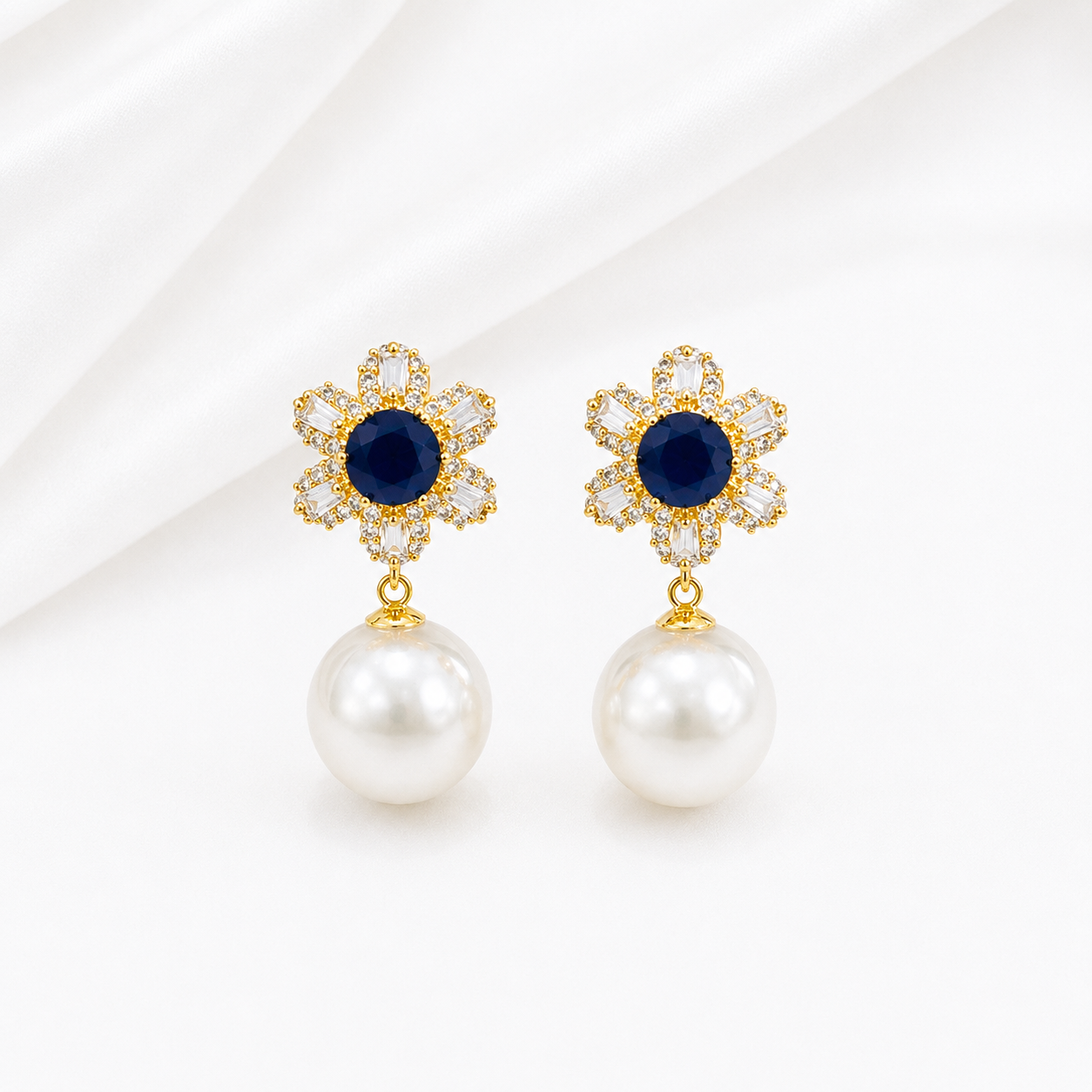 Floral Pearl Drop Earing