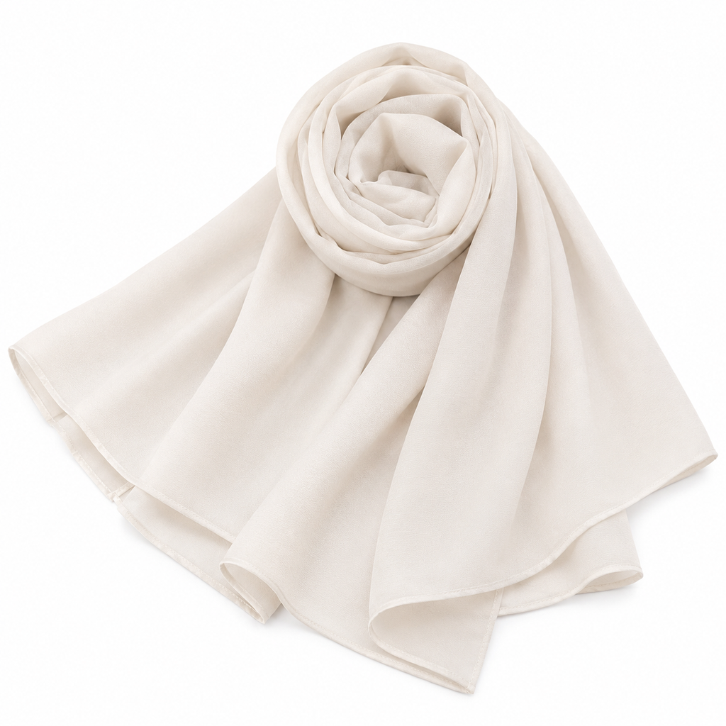 Light Cream-Colored Chiffon Scarf