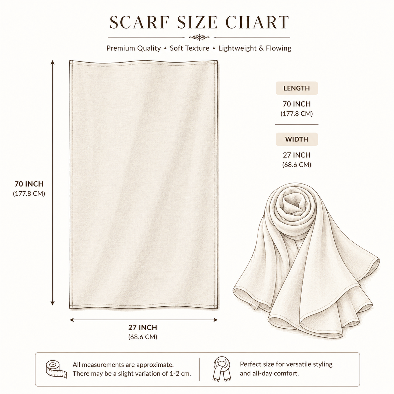 scarf size chart graphic